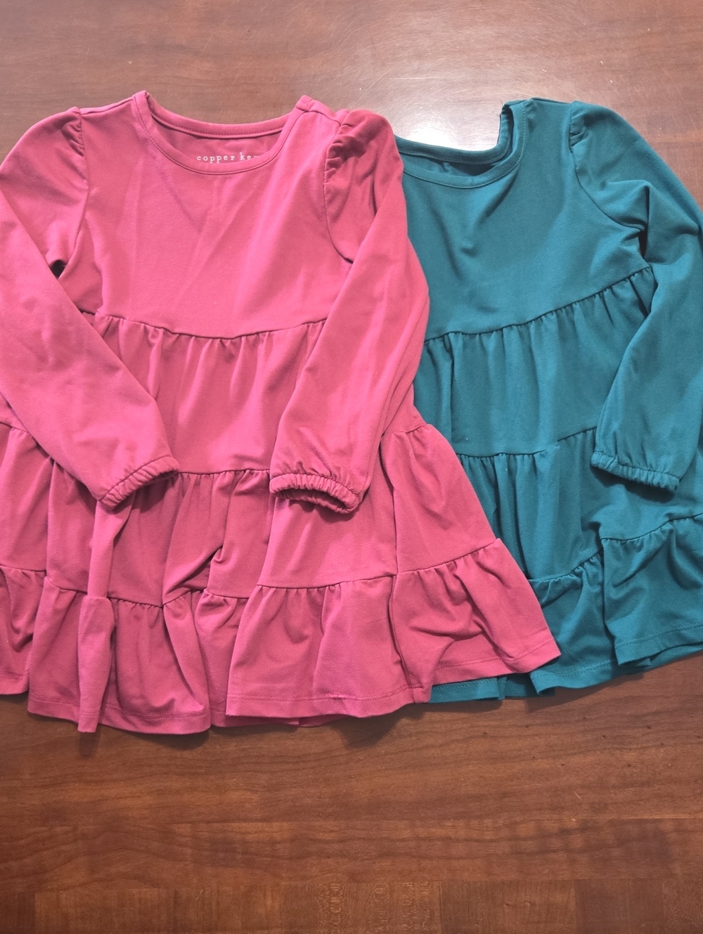 Copper Key Girls' Ruffle Tiered Dress - Plum & Teal 2t